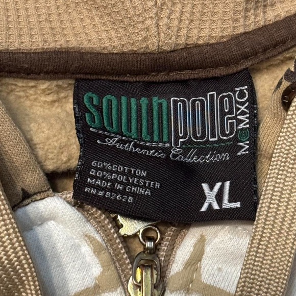 South Pole Tan and White Zip Up Sweater - Picture 4 of 5
